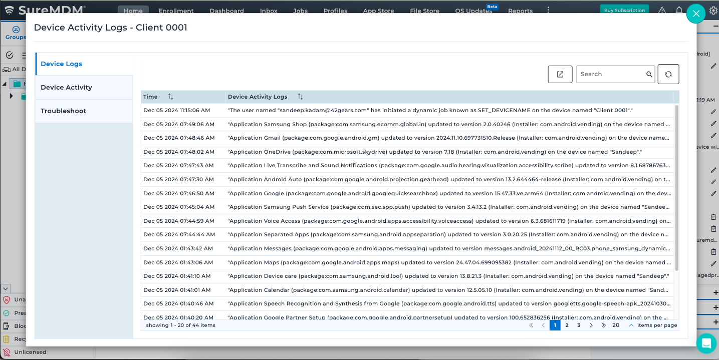 Device Toolbar | SureMDM Online Documentation