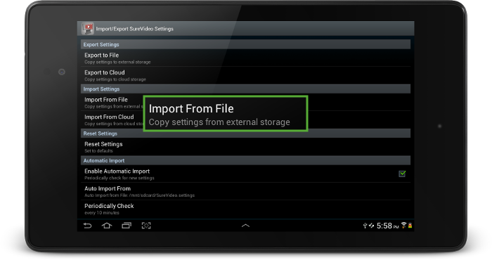 SureVideo Improt to File