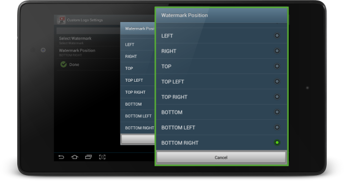SureVideo Settings Watermark Position option