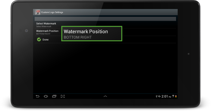 SureVideo Settings Watermark Position